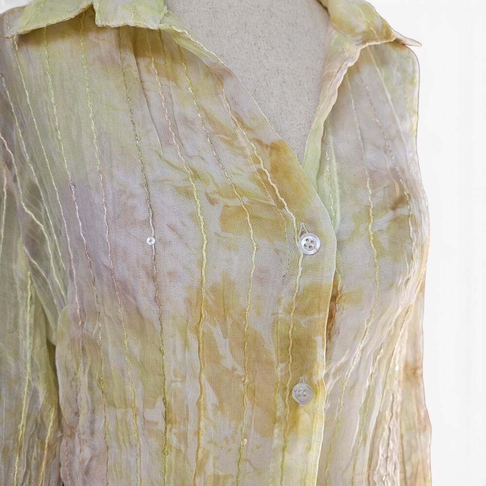 Sold - Euro Button-Up Shirt Semi Sheer Flowy - Large - Picture 5 of 7